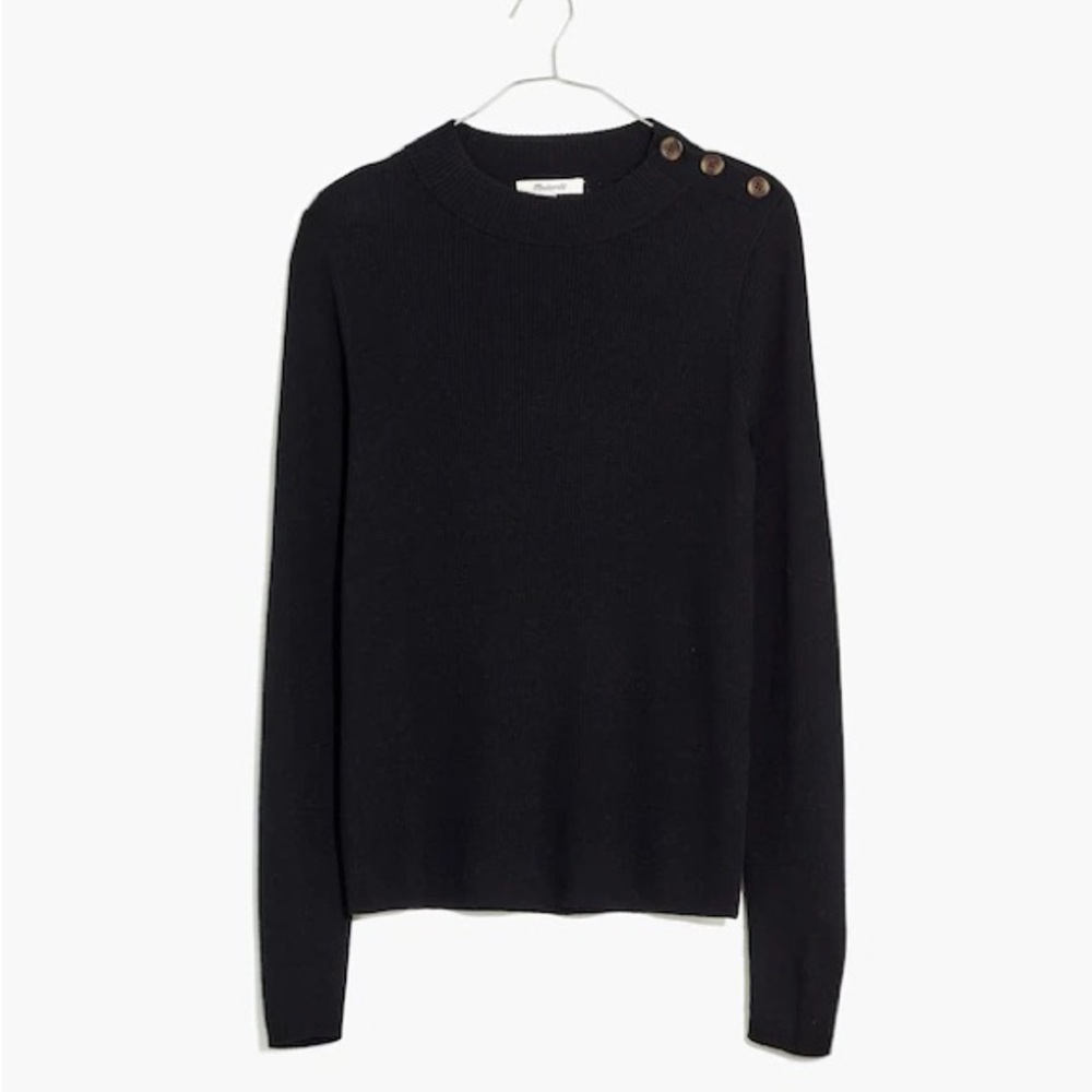 Madewell Hollyridge Ribbed Button-Shoulder Sweater
